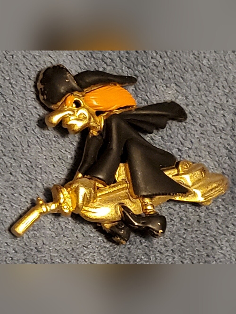 Danecraft Gold & Black Witch Brooch with Orange Accent - Women's Jewelry